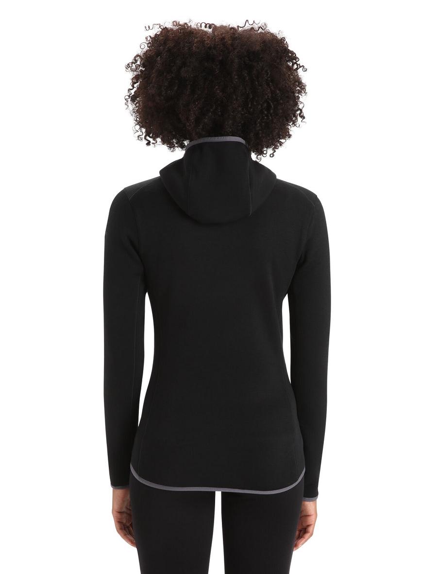 Vestes Icebreaker RealFleece™ Merino Elemental Long Sleeve Zip Hood Femme Noir | FR 1645OKIR